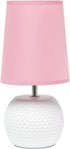 Simple Designs LT2084-PNK Mini Studded Texture White Ceramic Bedside Table Lamp, Pink by Simple Designs