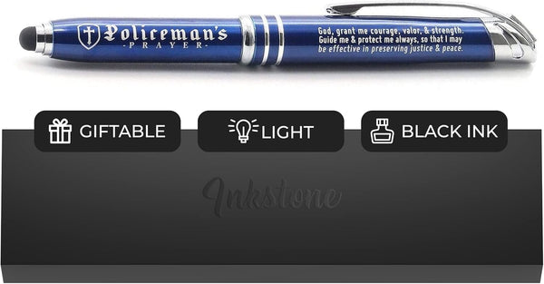 Inkstone Policeman Prayer Gift Pen with Built-In Flashlight and Stylus Tip for Law Enforcement