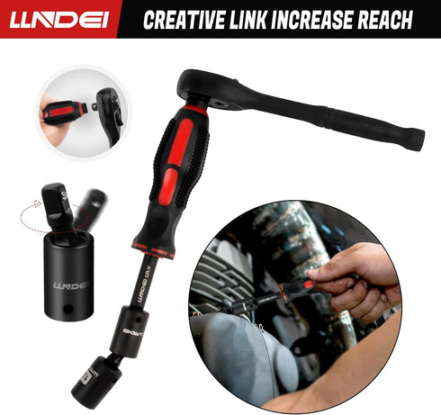 48 1/4 Inch Set, (4-14mm) 6-Point,with 72 Set, 3 Inch LLNDEI Piece Mini Socket Ratchet Wrench Metric Shallow Socket