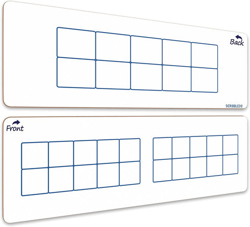 SCRIBBLEDO Dry Erase Ten Frame Board 4" x 12" Double Sided for Kids to Visualize Base 10 Number Concepts