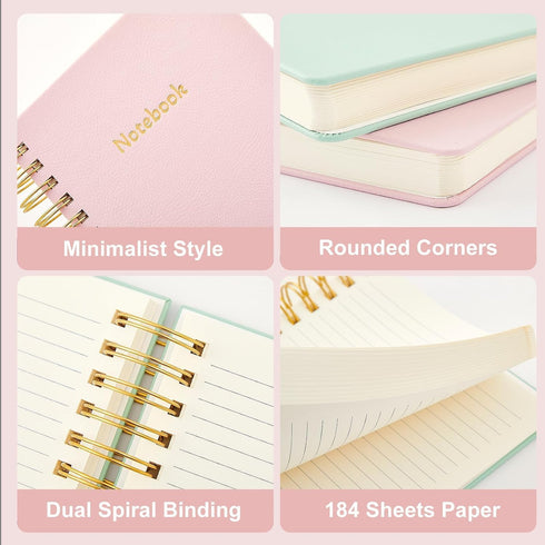 Lined Spiral Notebook, A5 College Ruled Journal Book for Note Taking, 160 Pages, 5.8x8.2 inch, Mint Green Office