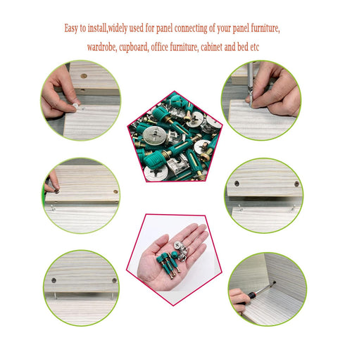 50 Set Cam Lock Fasteners Kit, 3-in-1 Furniture Connecting Hardware with Pre-Inserted Nut, Eccentric Wheel, and Dowels