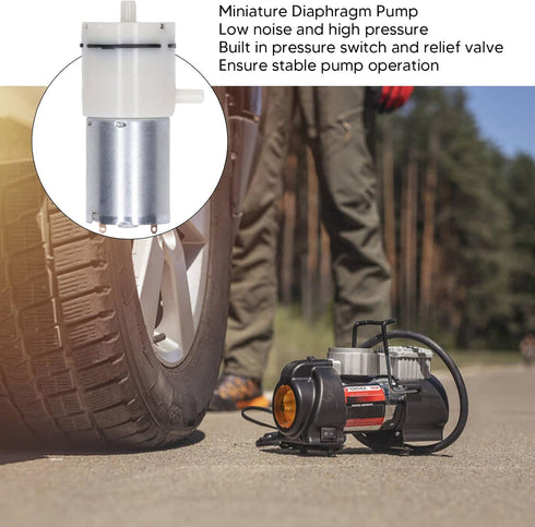 Miniature Vacuum Pump, DC Air Diaphragm Pump with 90 Degree Angle Air Ports, White (DC6V)