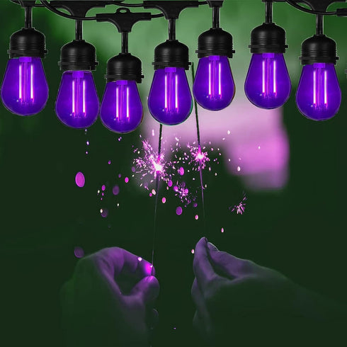15 Pack 2W S14 LED Bulbs, Purple Christmas Replacement Bulb, E26 Base, Plastic Decorative for Outdoor Decor