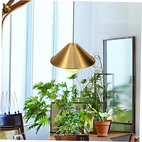Hemobllo Copper Plated Metal Lamp Shade Cone for Ceiling Pendant Light Base Modern Lampshade for Desk and Floor Lamps
