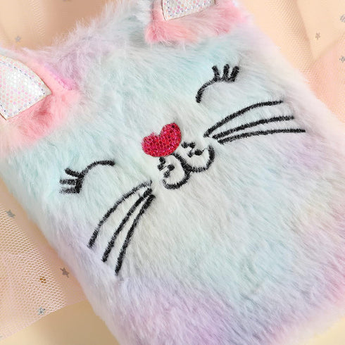 Lovely Animal Notebook Kids Plush Diary for Girls Women Teens Cute Cat Fuzzy Journal Writing Pad A6 Ruled 160 Pages by BOLLEY JOSS