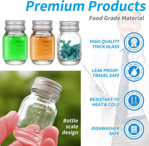 eispap 9Pcs 1oz 30 ml (9) Glass medicine bottles Glass Reagent Bottles Transparent Sample Jar,Wide Mouth,Screw Cap