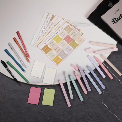 XKDOUS 28 Pcs Bible Journaling Kit, Morandi Colored Bible Study Supplies, 12 Pastel Highlighters and 90 Bible Tabs