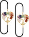Yoption 2 Pack Tree of Life Elastic Bookmark, Golden Heart Shape Vintage Bookmarks with 7 Chakra Crystals