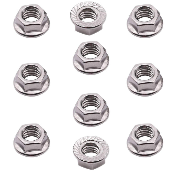 M8 x 1.25mm Serrated Flange Hex Lock Nuts, SpzcdZa 25pcs 304 Stainless Steel Metric Hex Flange Lock Nuts
