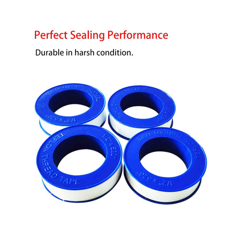 5 Rolls Teflon Tape 1/2Inch(W) 520Inches(L), Extra Long PTFE Plumbing Sealant Tape