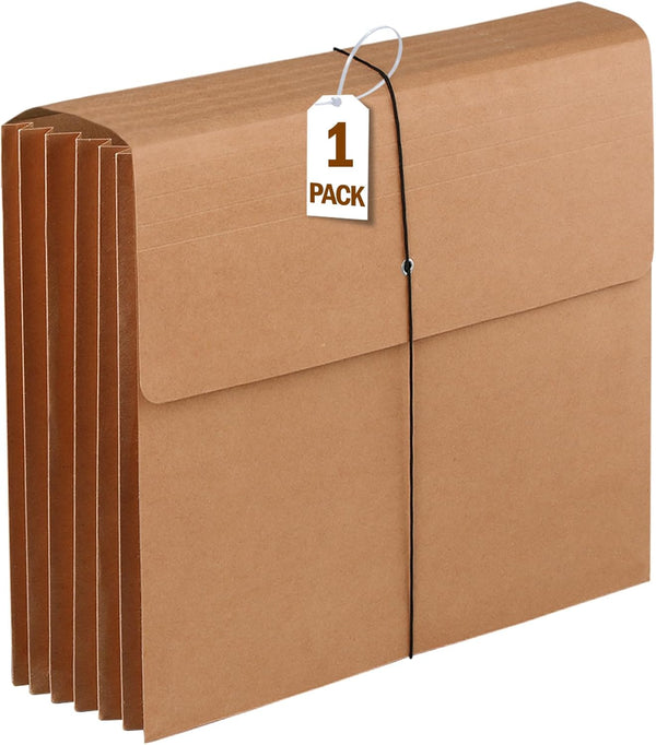 Heavy Duty Expandable File Pockets with Flap, Accordion Organizer for Office, School, Home, Letter Size Kraft