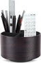 Hennaja Round Leather Art Supply Organizer, 360 Degree Spinning Multi-Functional Pencil Holder with 4 Compartments