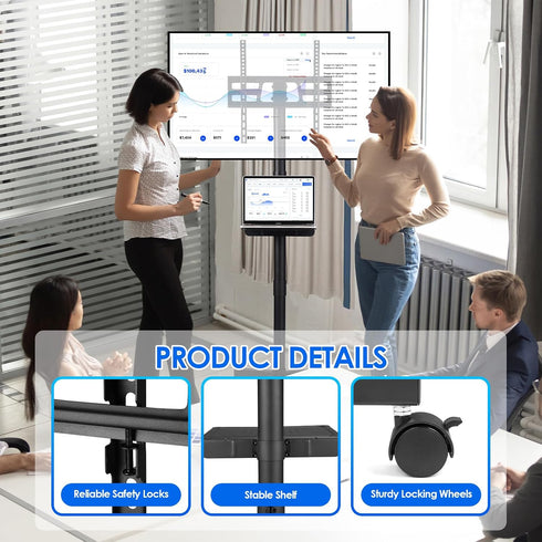 Voitgrsuo 23-60 Inch 55Lbs 400x400mm Mobile TV Stand for LCD LED Flat/Curved Panel Screen TVs, Tilt TV Cart Holds up