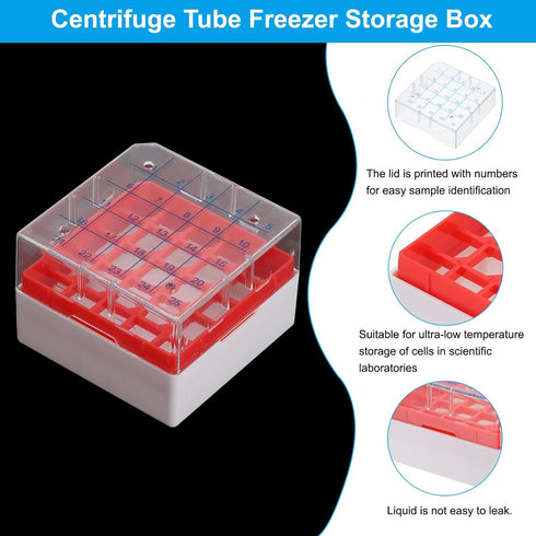 PATIKIL 25 Well Centrifuge Tube Freezer Storage Box, 3 Pcs Polypropylene for 1.8ML and 2.0ML Tubes