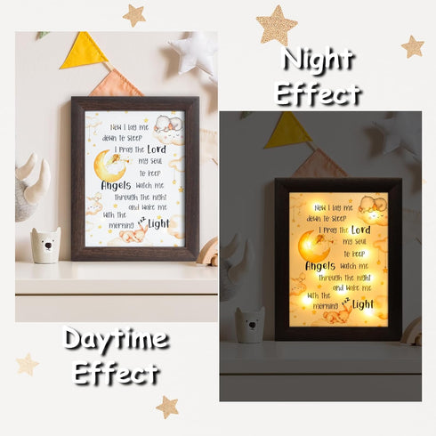 YLOVAN Baptism Gifts for Boys Girls - Night Light Nursery Decor Frame for Bedtime Prayer, Christening Dedication