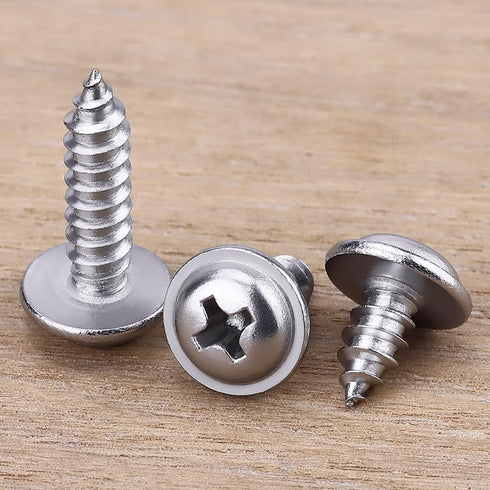 #8 x 3/4" Phillips Pan Washer Head Wood Screws, 304 Stainless Steel, Corrosion Resistant, 100 PCS