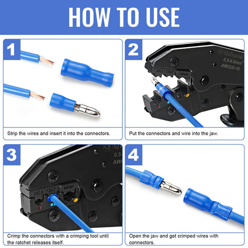 Qibaok Bullet Terminals Wire Connectors Kit, 200 PCS Female & Male Bullet Butt Insulated Waterproof