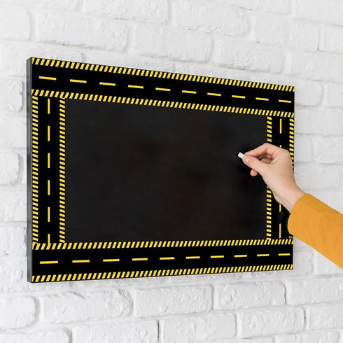 Whaline 32.8ft Construction Theme Bulletin Board Borders Black Yellow Stripe Die-Cut Rolled Trim for School Office Decor
