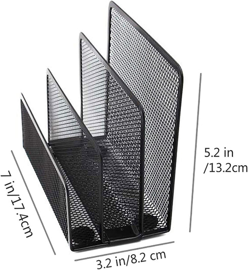 VANRA Small Letter Sorter Desktop File Holder Organizer Metal Mesh with 3 Vertical Upright Compartments (Black) by VANRA