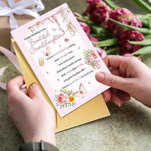 Supoeguk Lovely Birthday Card for Granddaughter, Sweet Granddaughter Birthday Cards Gifts, Happy Bday Card from