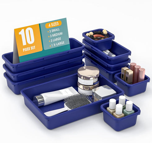 StoreHappily 10 PCS Drawer Organizer Set, 4 Size Makeup Drawer Divider Organizer With