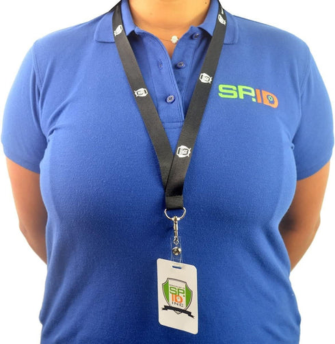 Bulk 25 Pack Clear Vinyl Plastic ID Badge Holder Strap with Snap & Eyelet Hole for Badges