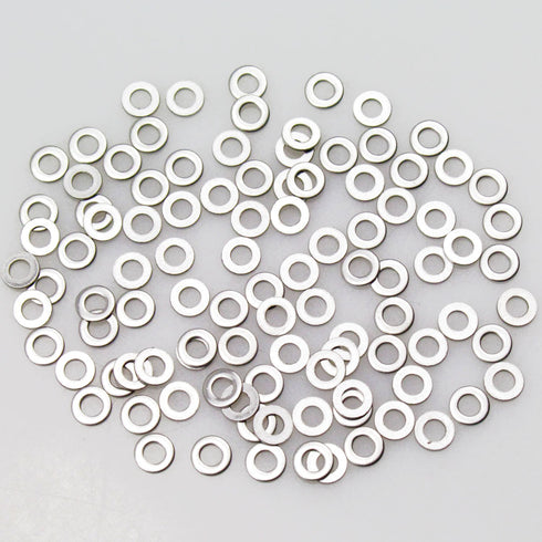 M3x6mmx0.5mm Stainless Steel Flat Washer, 100 Pieces