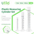 Plastic Graduated Measuring Cylinder Set, 3 Sizes 10ml 50ml and 100ml, PP Material with Hexagonal Base and Blue Printed Graduation, 4099.0015.1.