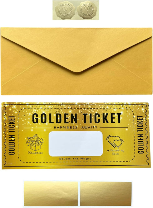Mikki Joan Set | Golden Ticket Scratch Card | Personalized Gift for Birthdays, Movie Vouchers & Special Messages |