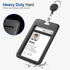 JINEASY ID 2 Pack Hard Plastic ID Badge Holder, Vertical Card Holder for Work Key Cards, Heavy Duty, Black