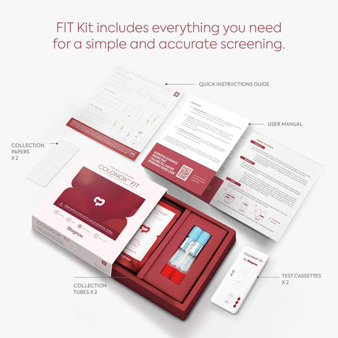 COLONOX at-Home Colon Screening Test Kit, Easy to Use Fecal Occult Blood Test for Early Detection (2 Tests)