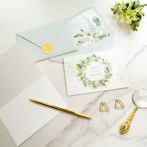 4x6 20-Pack) Gooji Greenery Thank You Cards with Envelopes (Bulk Bridal Shower Thank You Cards with Envelopes |