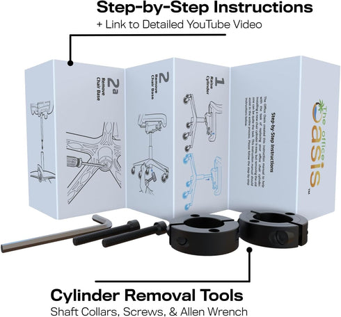 Office Chair Cylinder Removal Tool (As Seen On PBS) for Heavy Duty Pneumatic Gas Lift Piston for Desk Chairs and Gaming Chairs - Universal Fit by The Office Oasis