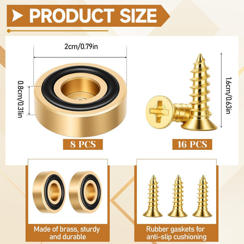 Exclaith 8 0.79 0.31 Inch Pcs Brass Cutting Board Feet with Non Slip Pads x Rubber Feet for Cutting Board with Screws