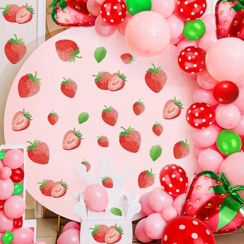AOWDIAO 80 Pcs Strawberry Wall Decals Peel and Stick for Bedroom, Kitchen, Bathroom & Nursery Cute Strawberry Decor