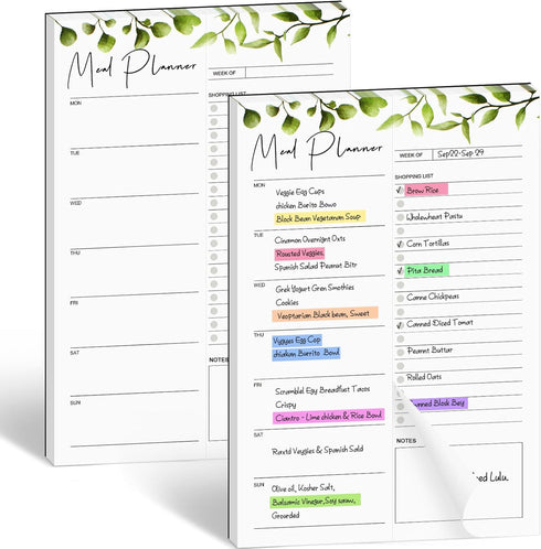 Joyberg 2 PCS Magnetic Weekly Meal Planner for Fridge, 8.3x5.5”, Undated Weekly Meal Planner and Grocery List, Tearable