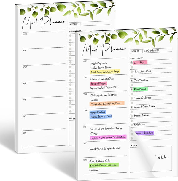 Joyberg 2 PCS Magnetic Weekly Meal Planner for Fridge, 8.3x5.5”, Undated Weekly Meal Planner and Grocery List, Tearable