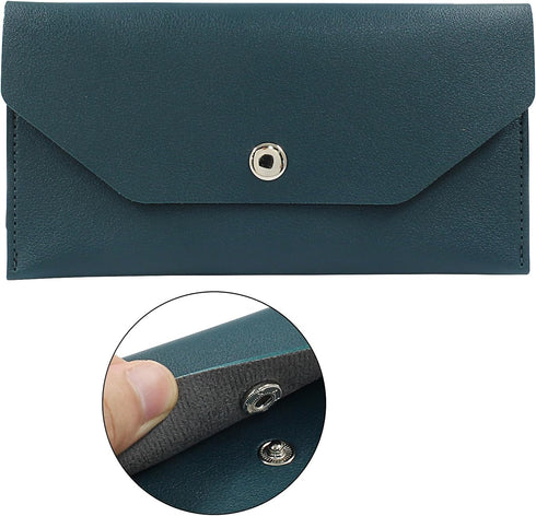 PU Leather Money Cash Envelopes Bag, Reusable Wallets for Cash, Check, Billing, Green