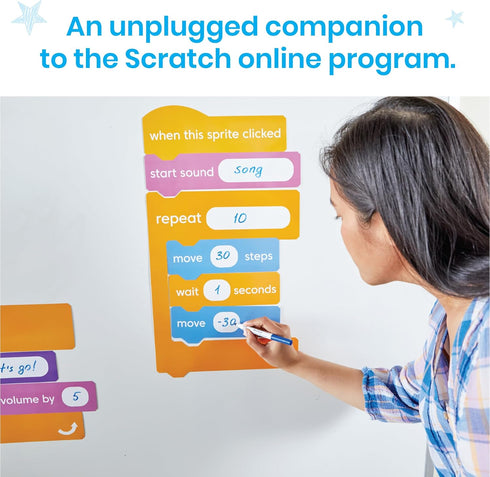 hand2mind Set, Programming 8-12, Scratch Block-Based Coding Magnetic Demonstration Learn to Code STEM Activities