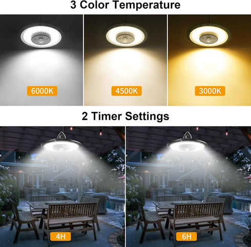 3000LM 3 IP65 Auzev Solar Lights Indoor Outdoor Solar Powered Shed Light with Switch, Remote, Timer, CCT Waterproof