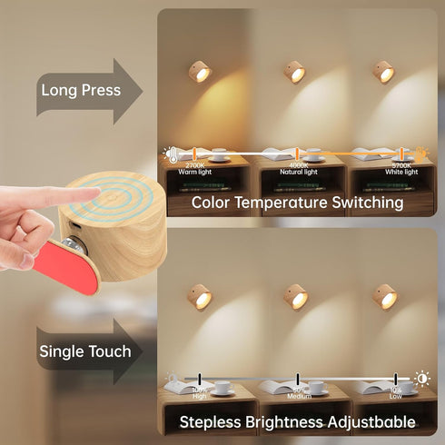 3PACK 3 360 Koopala Rechargeable LED Wall Sconce, Cordless Battery with Remote Powered Wall Sconce, Brightness Levels