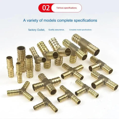 2 Pcs 3/8 "(10mm) Brass Hose Barb Joint, 4-way Cross Barb Splicing Repair Union with 8 Hose Clamps