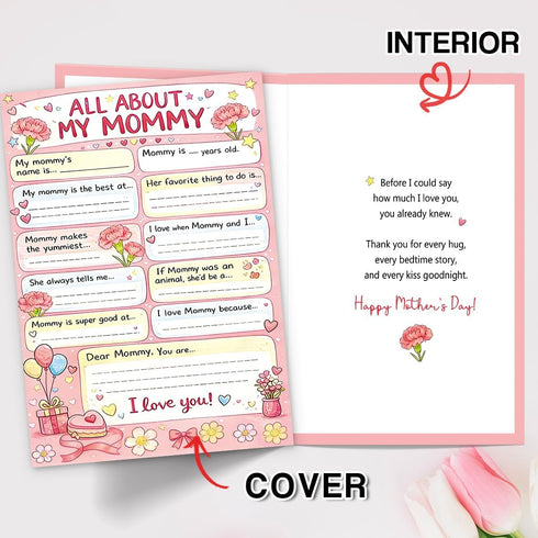LiuuLi Happy Mother's Day Card for Mom, Cute Mothers Day Gifts from Daughter Son, Sweet Love You Mom Handwriting Cards