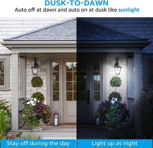 TORCHSTAR Dusk to Dawn Light Bulbs Outdoor, Sensor A19 LED Light Bulb, Auto on/off Photocell Automatic for Outdoor Lighting, 5000K, Pack of 4 by TORCHSTAR