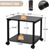 Under Desk Printer Stand - Classic Black 2-Tier Mobile Printer Table with Storage Shelf, Heavy Duty Wood Cart with