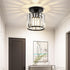 Crystal Ceiling Light Fixture, Modern Semi Flush Mount Chandelier, Black Close to Ceiling Lamp for Hallway, Kitchen