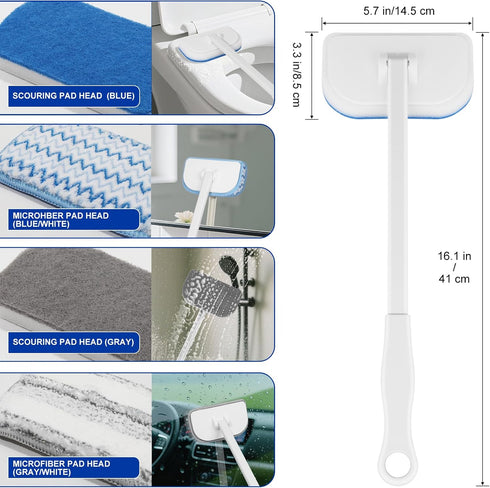 Shower,4-in-1 4 MOSEN Scrub Brush for Cleaning Brushes with Different Function Cleaning Heads Brush for Shower Cleaning