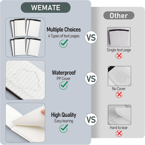 WEMATE 10 Pieces Small Notepad Holder Set, Pocket Notebook with 8 Memo Book Refills and Metal Pen, 3 x 5 Inch, Rose Gold