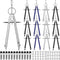 Zonon 12 Pcs Professional Geometry Compass Drawing Tool, Metal Compass with Extra Refills for School